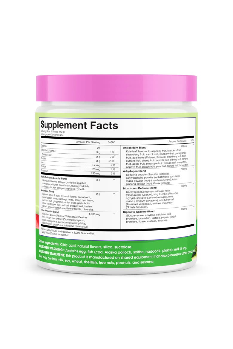 Collagen Greens Nutrient Rich Superfood Blend Healthy Digestion Watermelon Lime, Alternate, color, None