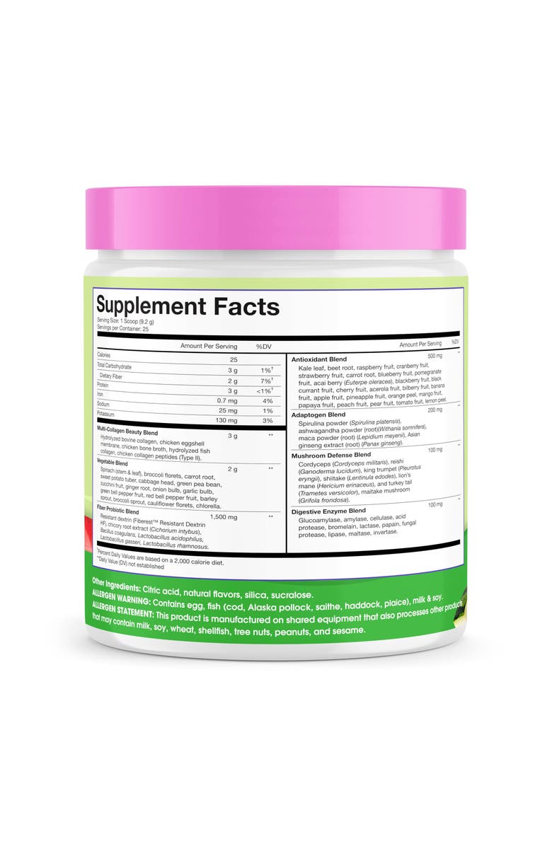 Obvi Collagen Greens Nutrient Rich Superfood Blend Healthy Digestion Watermelon Lime, Alternate, color, NO COLOR