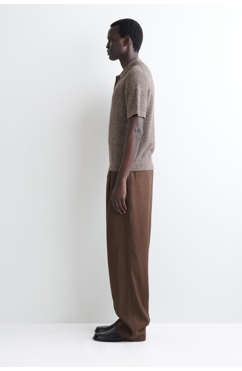 COS Cashmere-Linen Polo Shirt, Alternate, color, Brown Mélange
