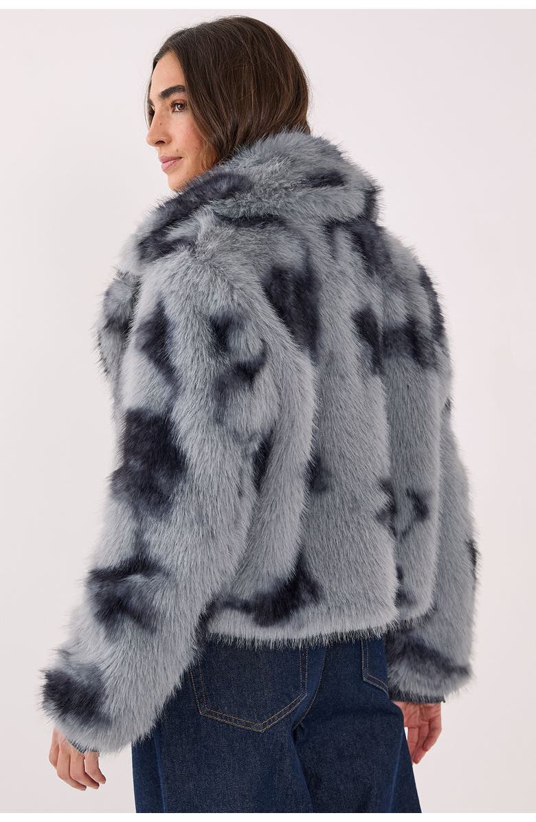 NASTY GAL Cow Fur Collar Jacket, Alternate, color, Blue