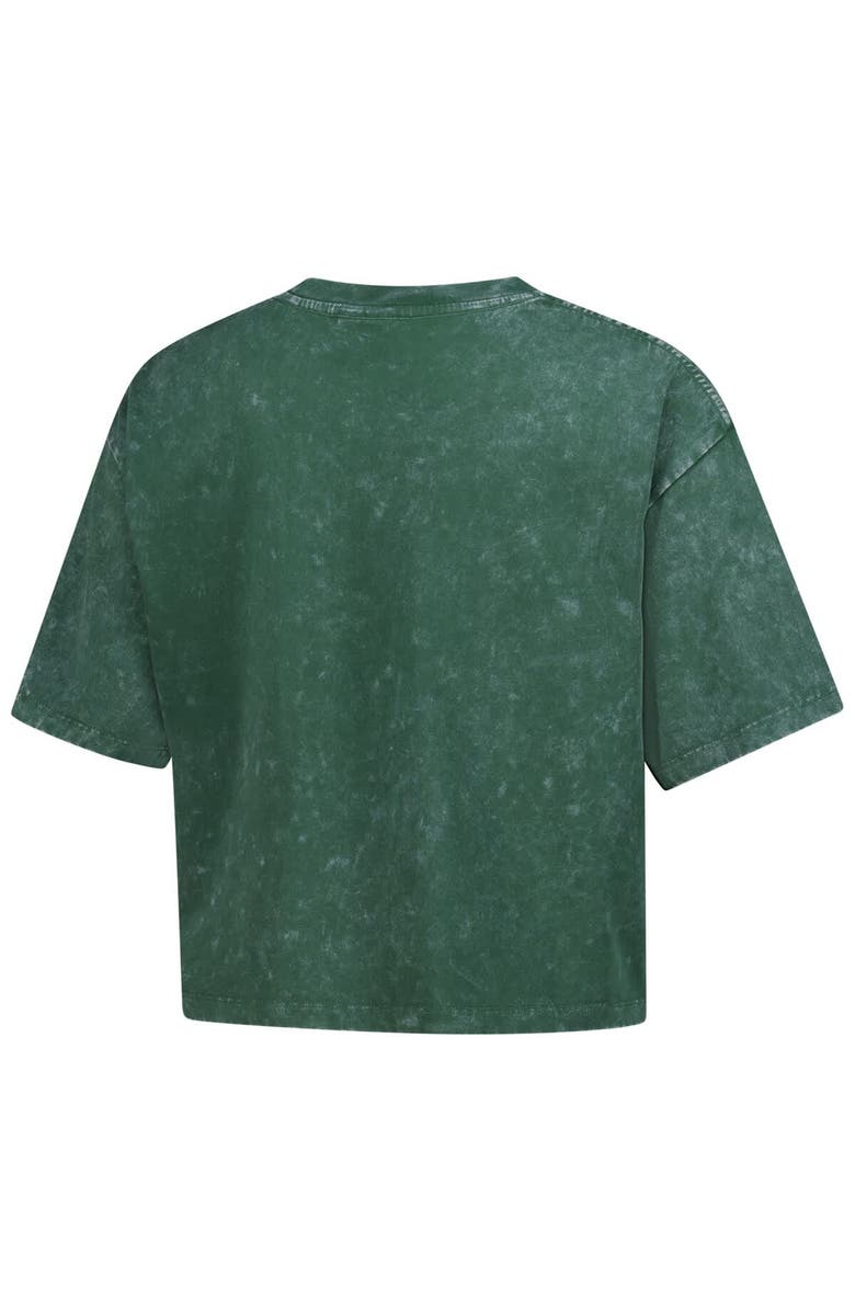 New Era Women's New Era Green Green Bay Packers Cropped Boxy Sport Classics Mineral Wash T-Shirt, Alternate, color, 