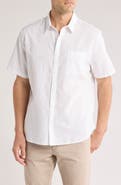 Vince Classic Fit Short Sleeve Linen Blend Button-Up Shirt