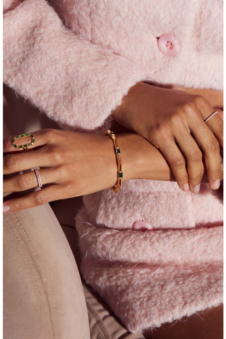 The James Ring, Alternate, color, Gold/Emerald CZ