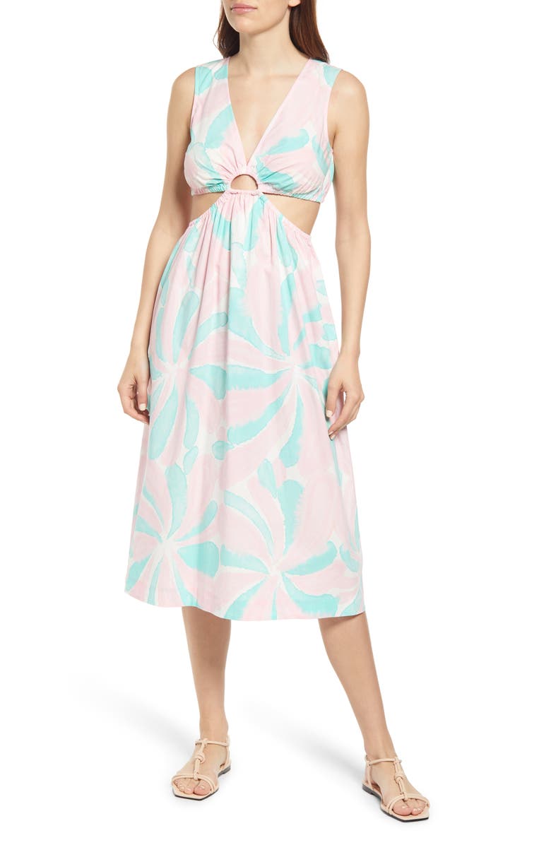 Rails Rizo Cutout Organic Cotton Blend Midi Dress, Main, color, 