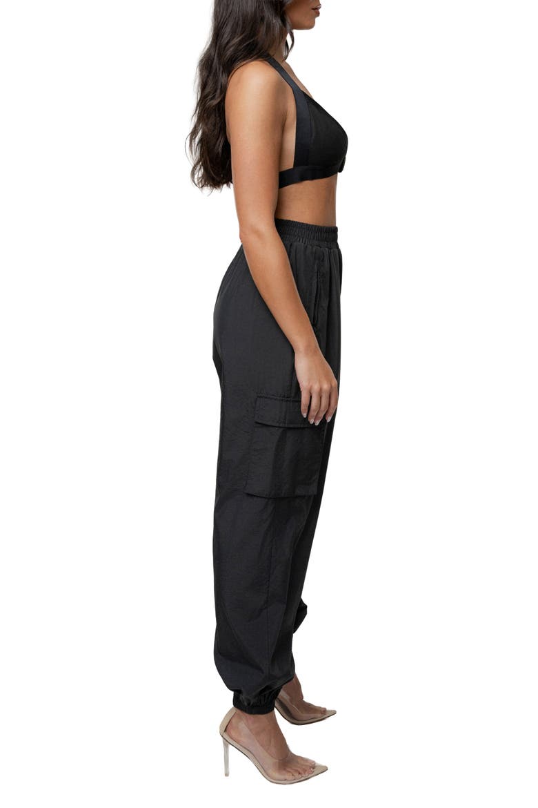 Belted Motion Halter Top, Alternate, color, Black
