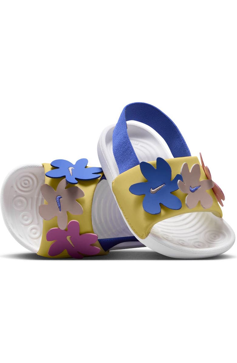 Nike Kids' Kawa Slingback Slide, Alternate, color, White/ Soft Yellow/ Sapphire