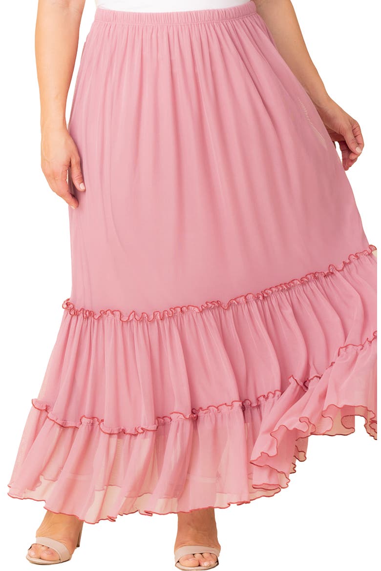 Isla Tiered Mesh Skirt, Alternate, color, ROSE QUARTZ