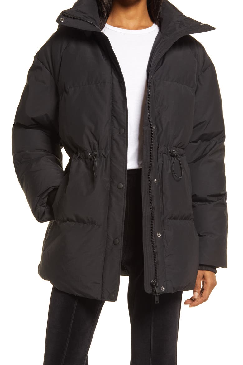 Oversize Hooded Down Puffer Jacket, Main, color, BLACK