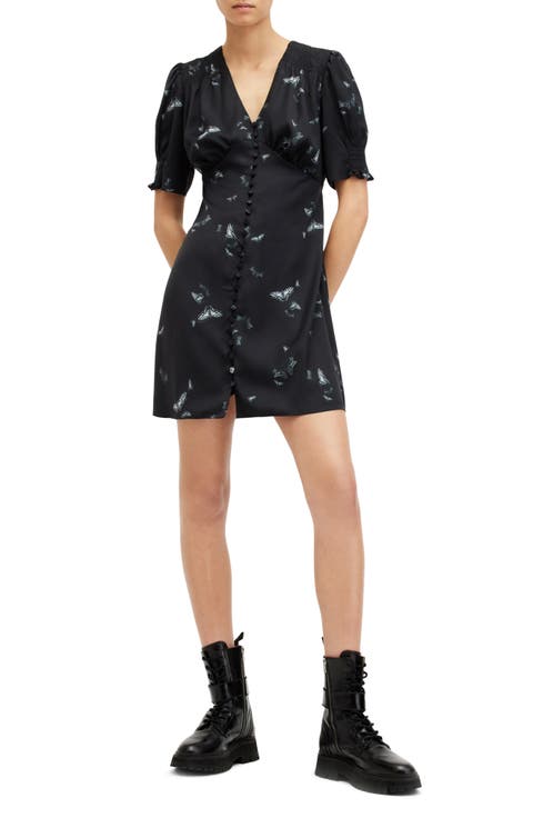 Demi Butterfly Print Satin Minidress