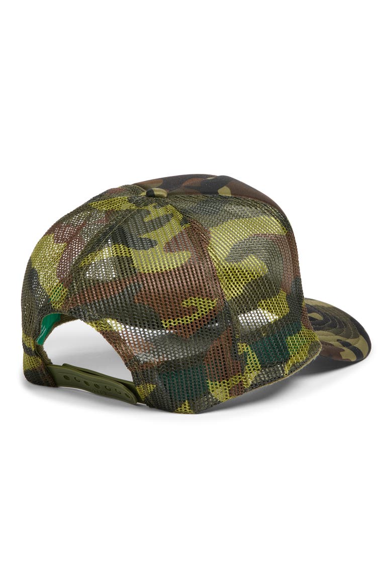 Coffee & Chaos Patch Trucker Hat, Alternate, color, CAMO