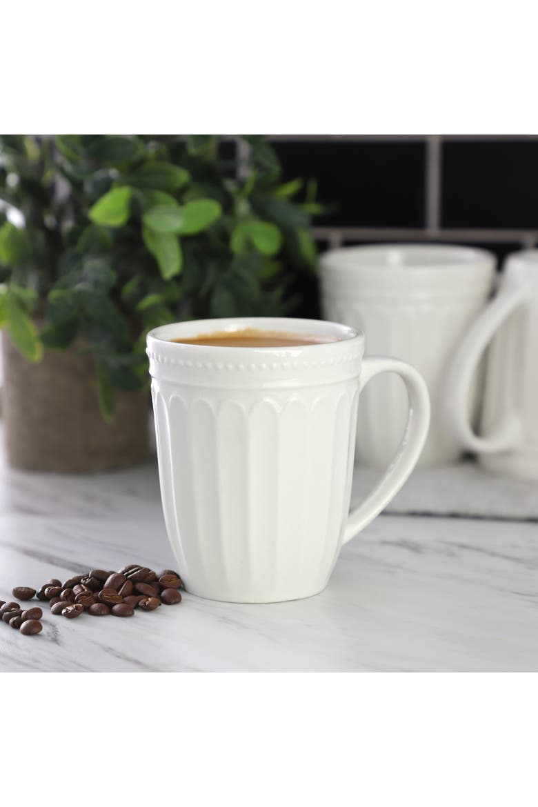 6 Piece Stoneware 12 Ounce Mug Set, Alternate, color, White