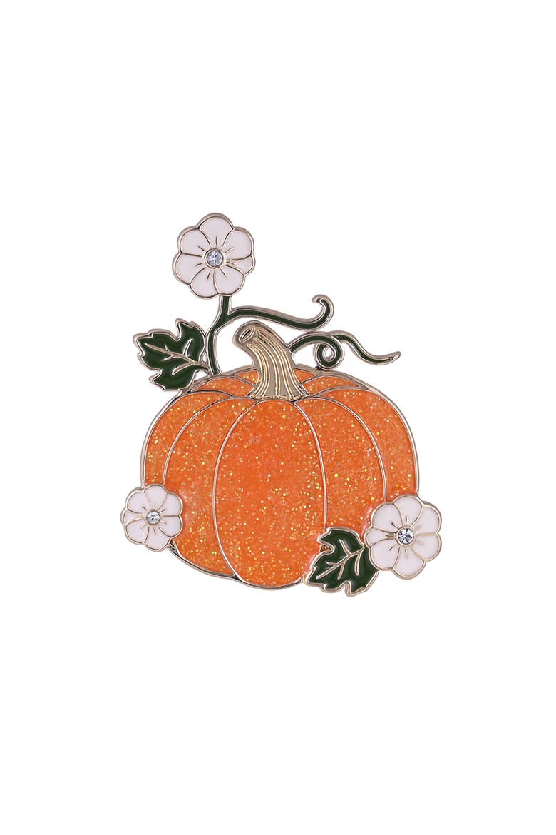 Glitter Enamel Pumpkin Pin, Alternate, color, Orange