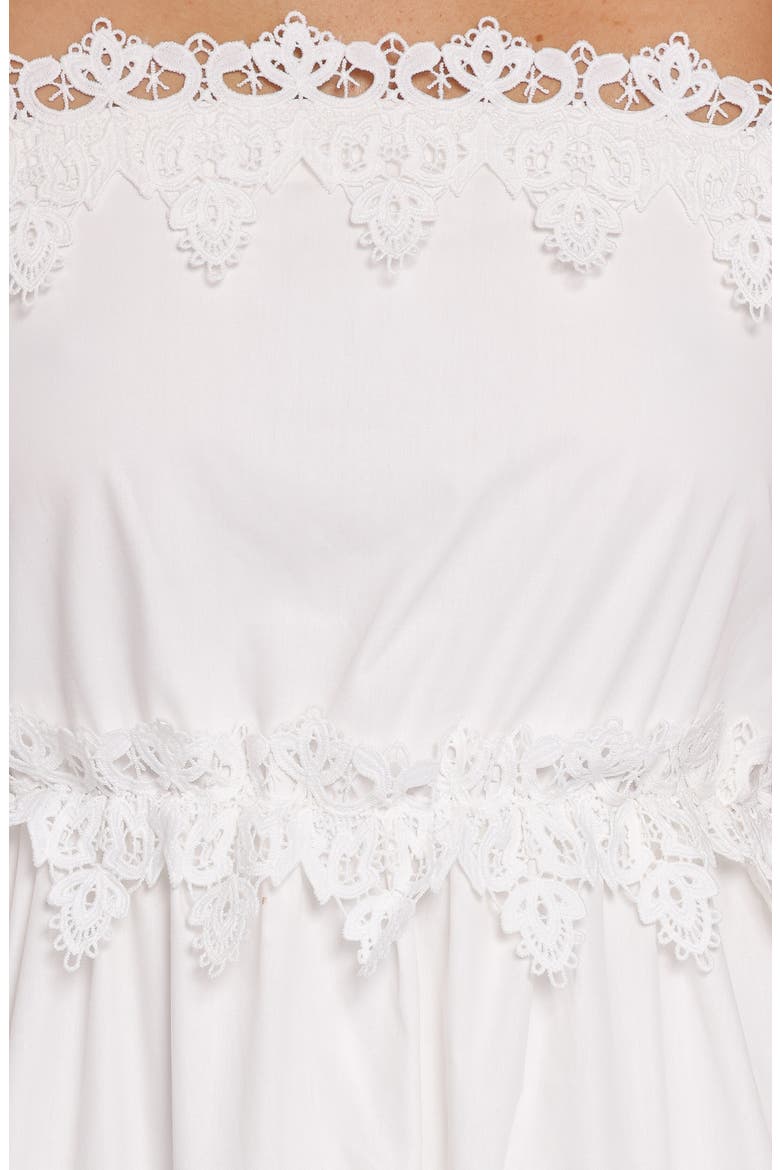 Kiana Lace Trim Cotton Midi Dress, Alternate, color, WHITE