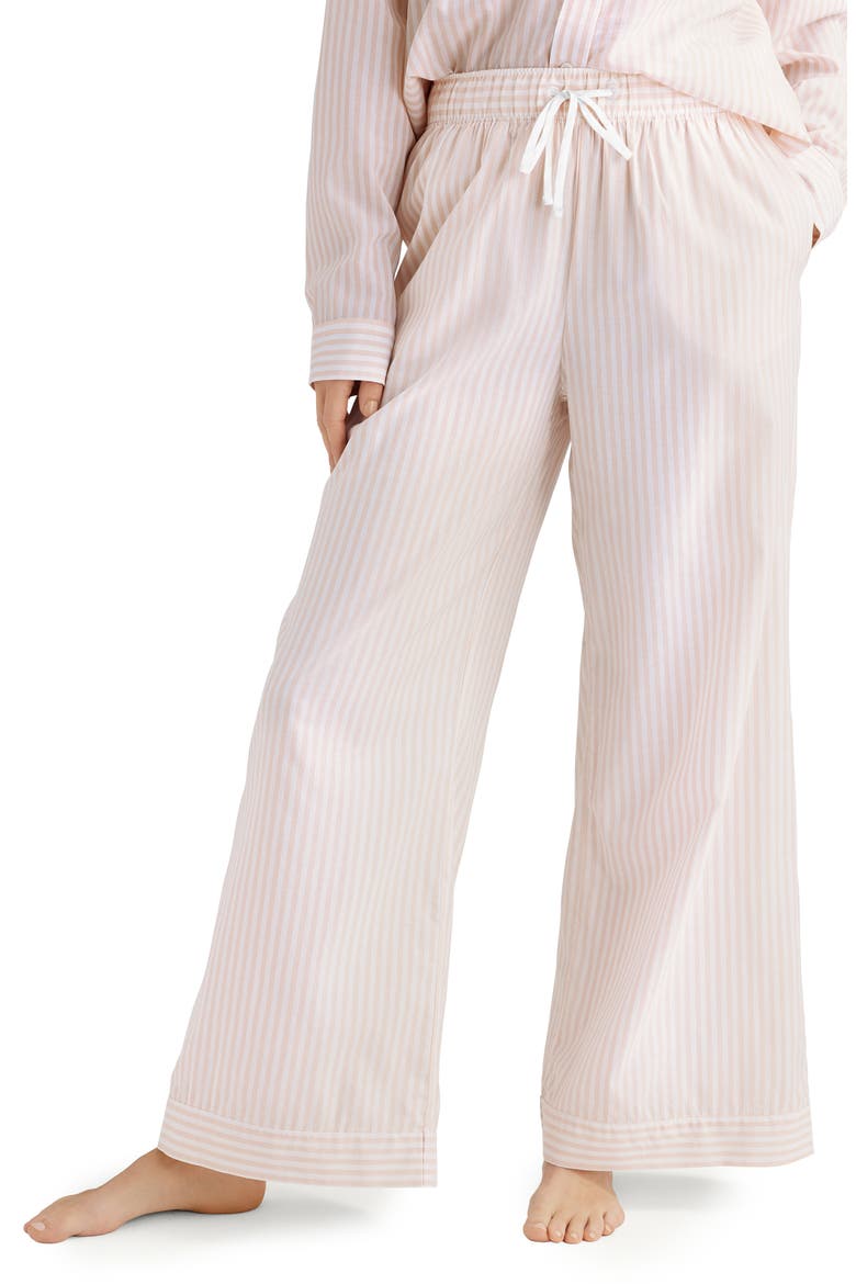 Stripe High Waist Woven Sleep Pants, Main, color, PINK