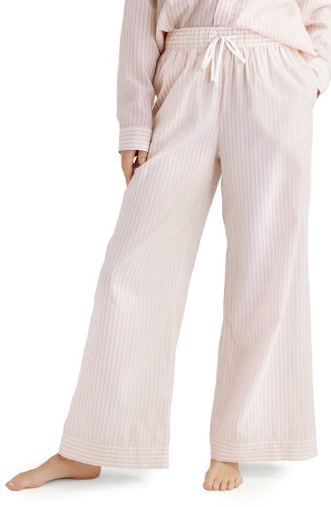 Stripe High Waist Woven Sleep Pants