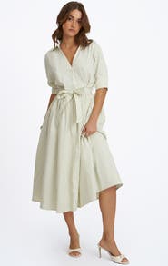 Miss Circle Danica Poplin Striped Shirt Midi Dress