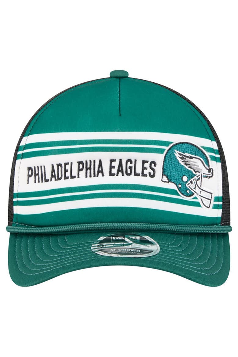 Men's New Era  Green Philadelphia Eagles  Linear A-Frame 9FORTY Adjustable Hat, Alternate, color, Green