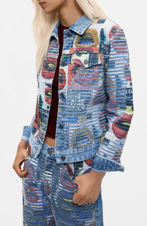 Printed Cotton Denim Jacket