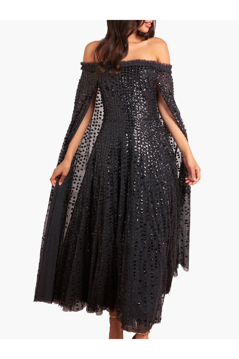 Raindrop Cape Ankle Gown, Main, color, Graphite