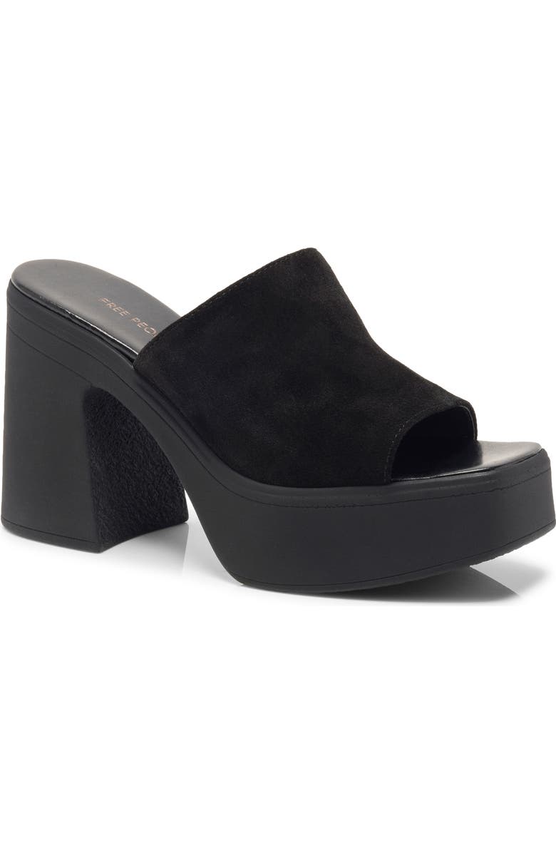 Free People Zoe Platform Slide Sandal, Main, color, Black Tide Suede