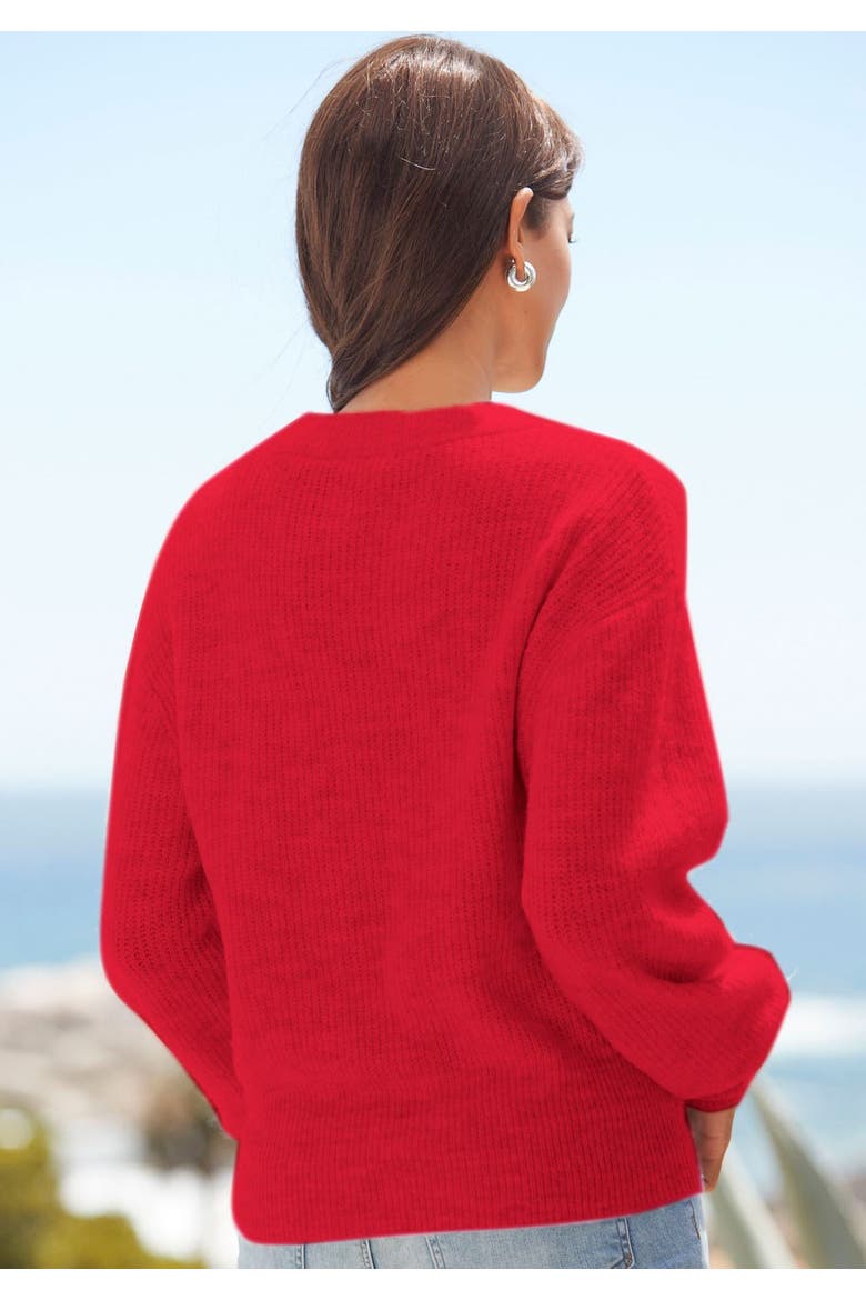 Balloon Sleeve Sweater, Alternate, color, Red