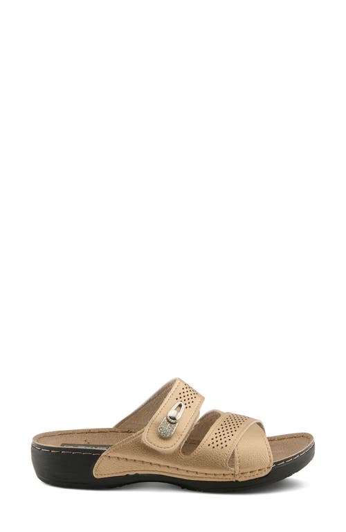 Flexus By Spring Step Perforated Slide Sandal In Gold
