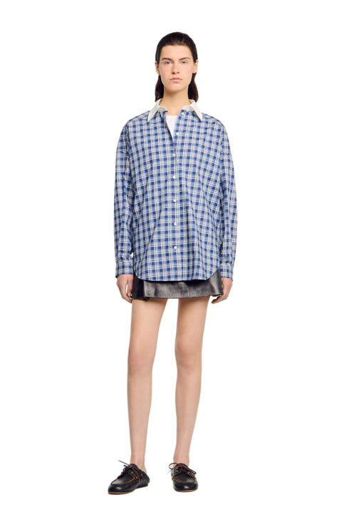 Rhinestone checkered shirt