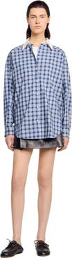 SANDRO Rhinestone checkered shirt