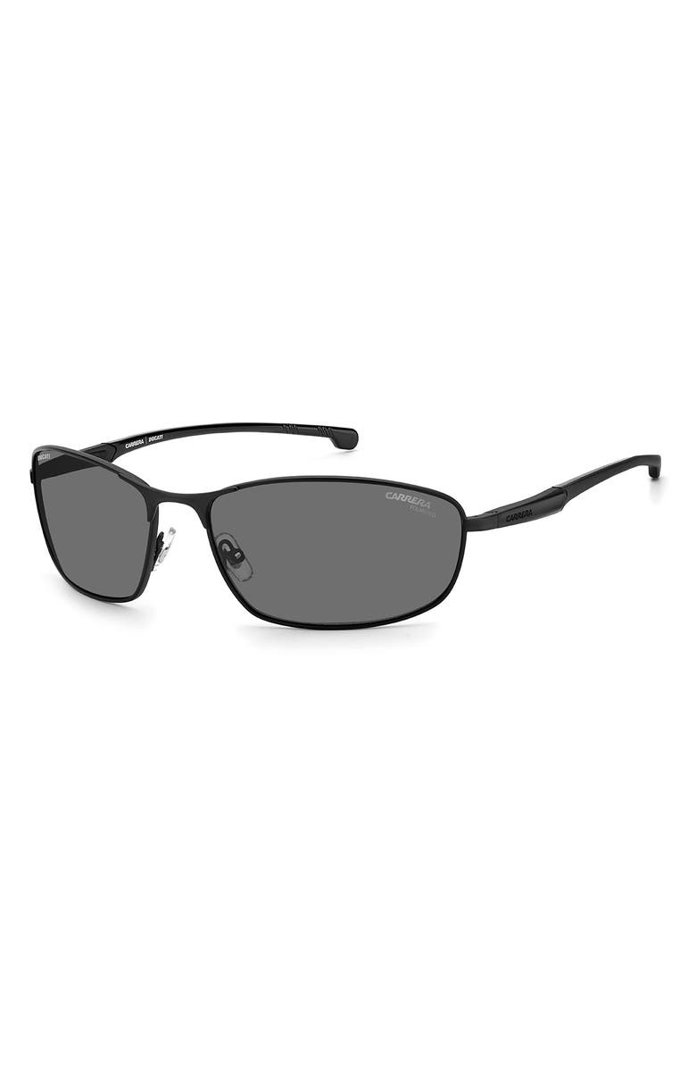 Carrera Eyewear x Ducati 64mm Polarized Rectangular Sunglasses, Alternate, color, Matte Black / Grey