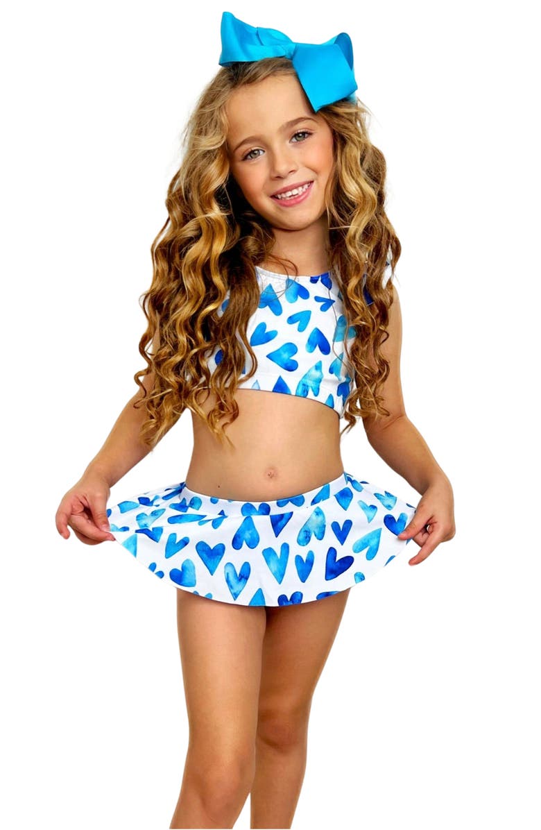 Mia Belle Girls Sunkissed Love Skirted Two-Piece Swimsuit, Main, color, Blue