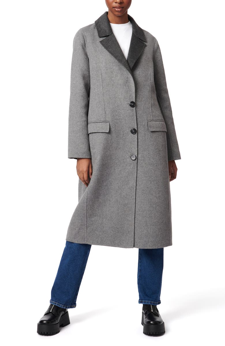 Bernardo Double Face Tailored Coat, Alternate, color, Light Grey/Charcoal
