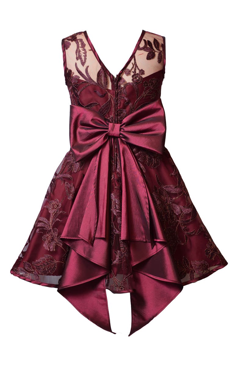 Iris & Ivy Kids' Bow Back Taffeta Party Dress, Alternate, color, Burgundy