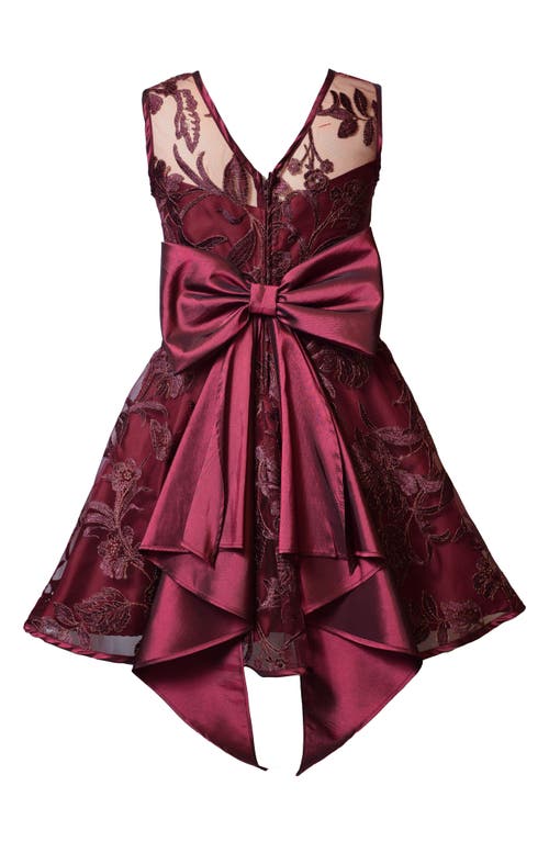 Iris & Ivy Kids' Bow Back Taffeta Party Dress In Burgundy