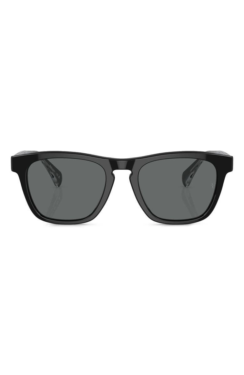 Oliver Peoples R-3 54mm Polarized Round Sunglasses, Alternate, color, Black