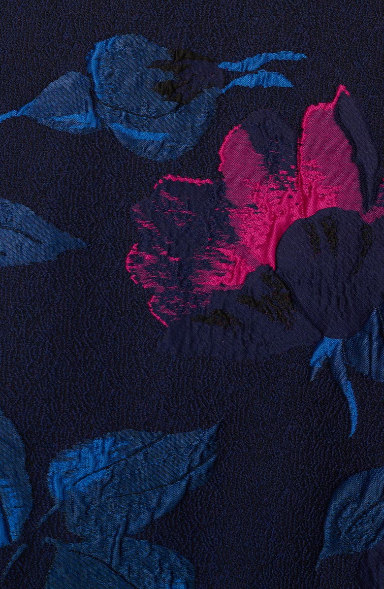 Adrianna Papell One-Shoulder Jacquard Ballgown, Alternate, color, Navy/ Orchid