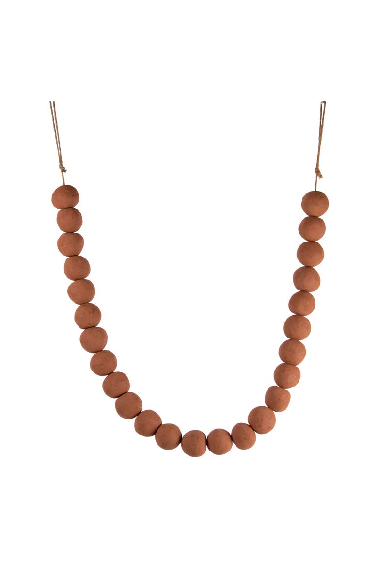 Foreside Home and Garden Handmade Terracotta Bead Decorative Garland, Main, color, Brown