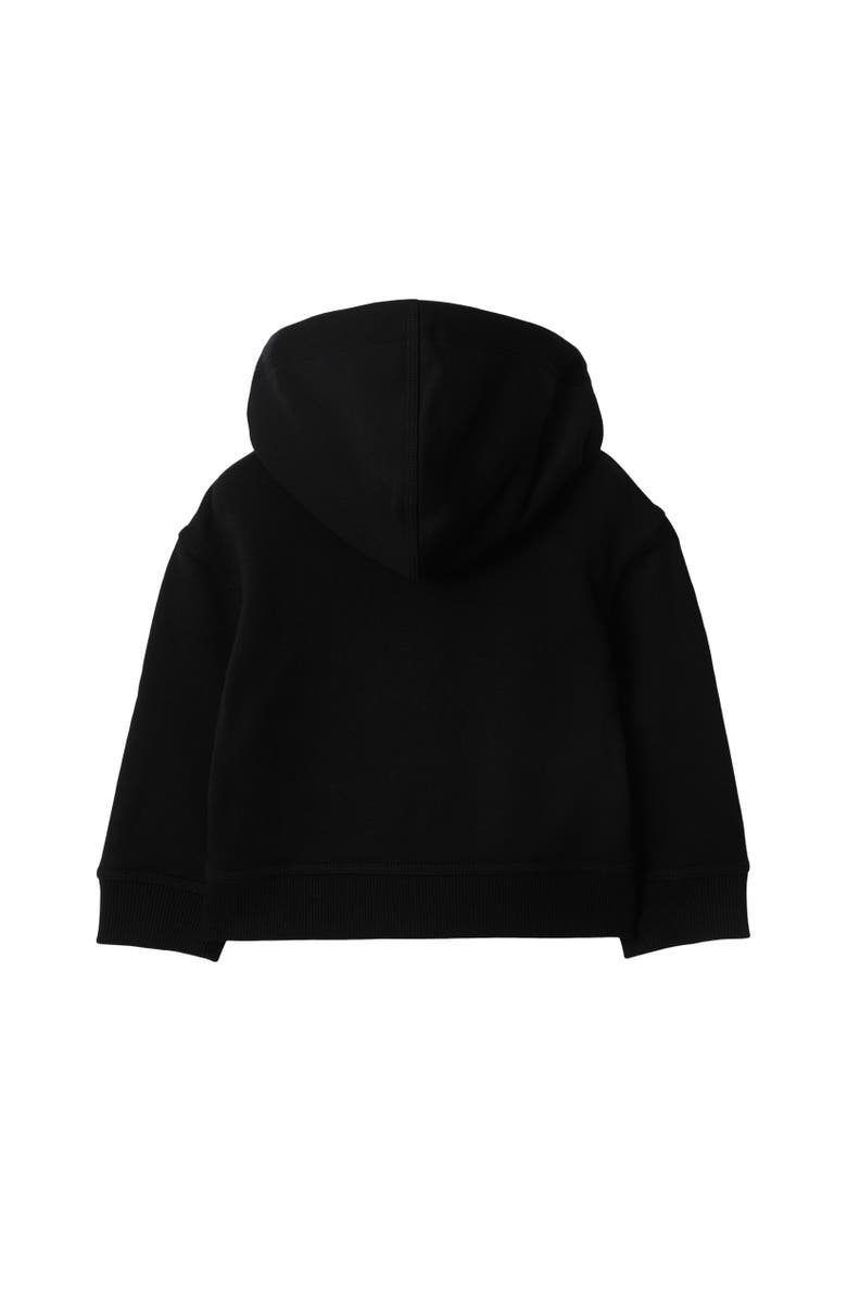 Burberry Check Label Cotton Zip Hoodie, Alternate, color, Black