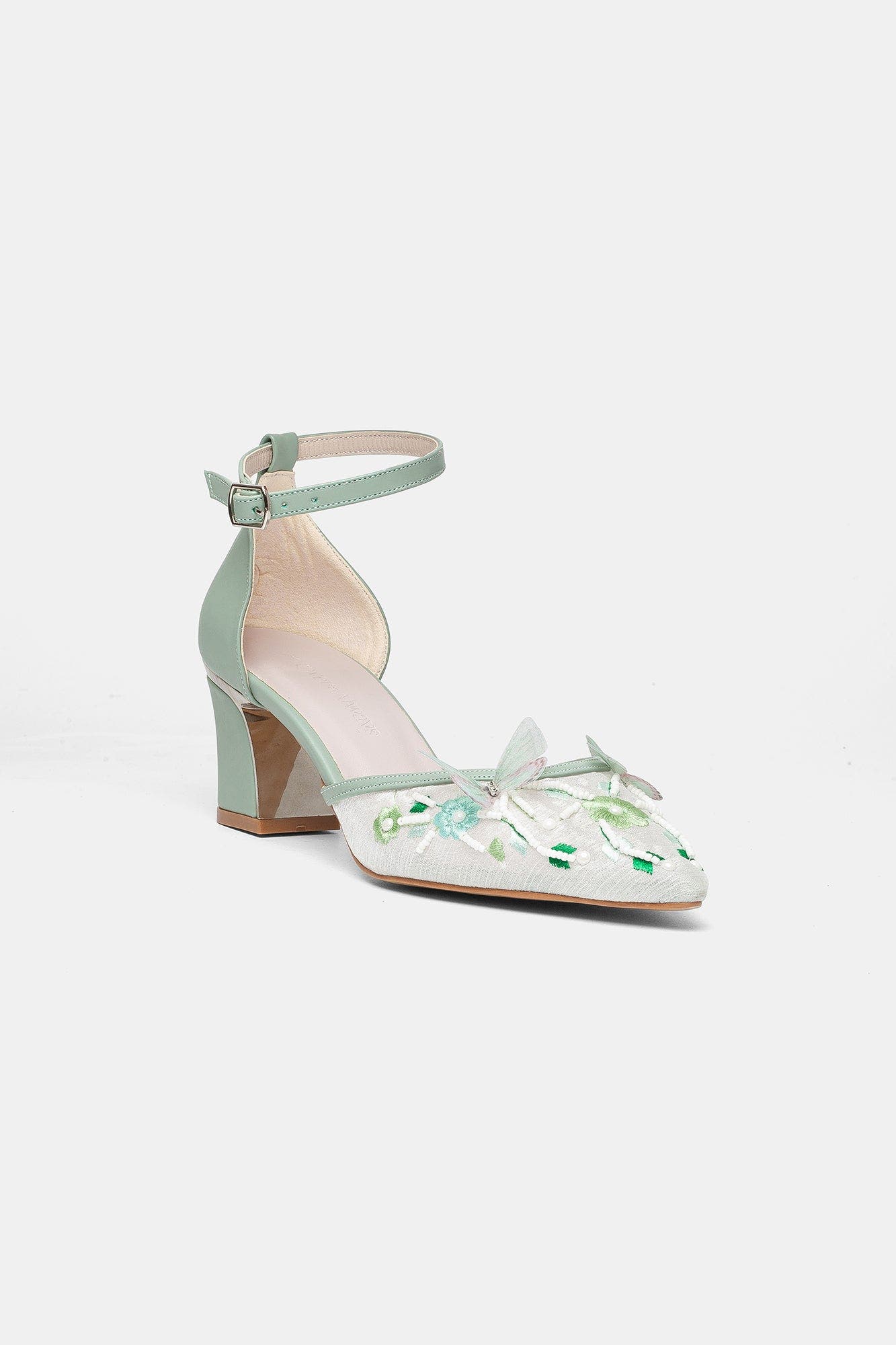 Iry Block Heel Bridal Pointed Toe Pump, Main, color, Green