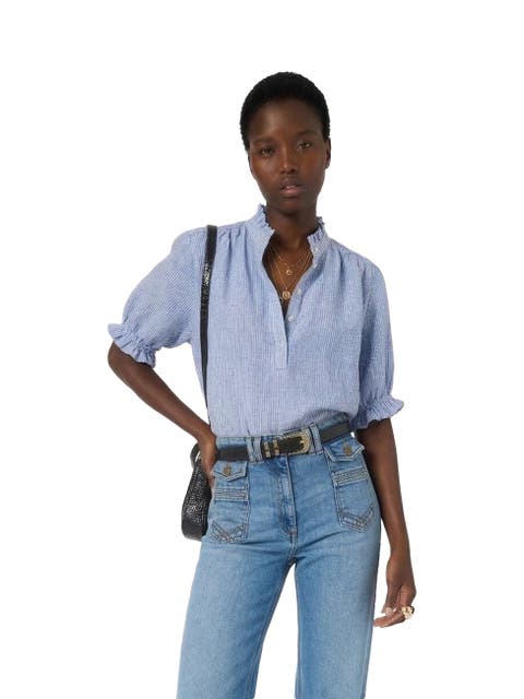 Cezia Ruffled Sleeved Linen Blouse