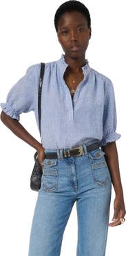 GERARD DAREL Cezia Ruffled Sleeved Linen Blouse