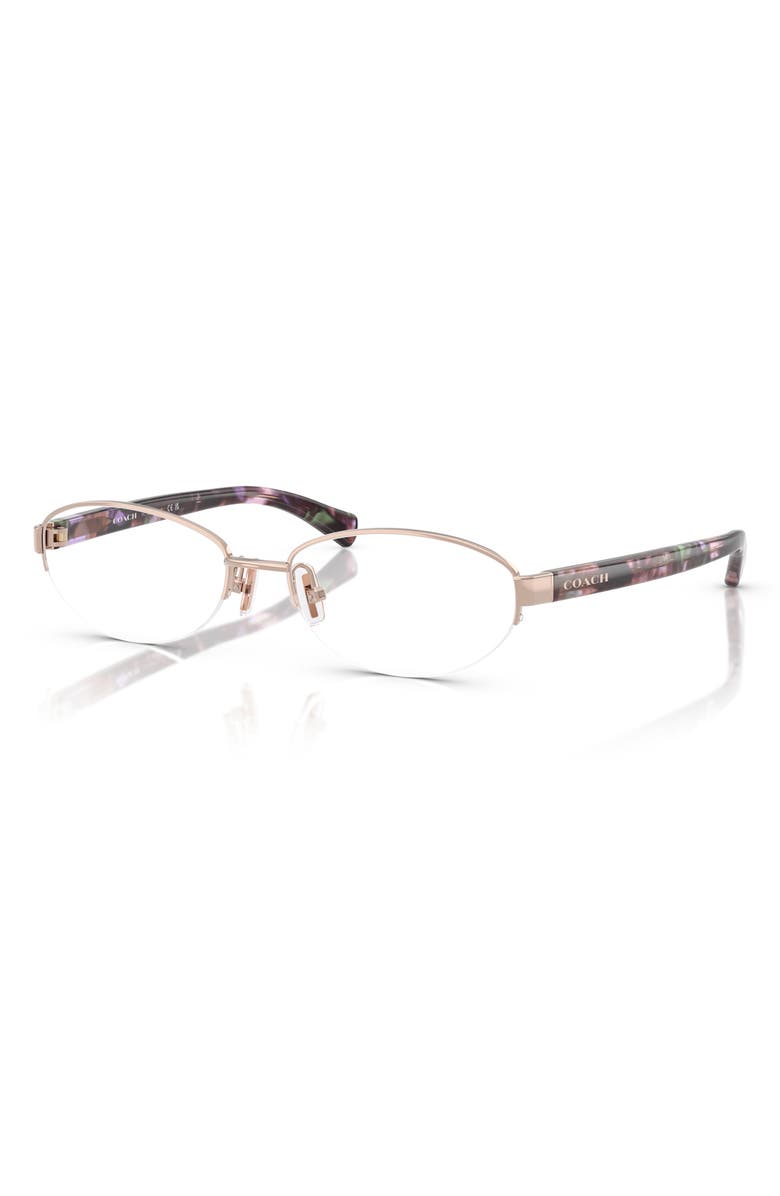 COACH 54mm Oval Optical Glasses, Alternate, color, Shiny Rose Gold / Demo Lens