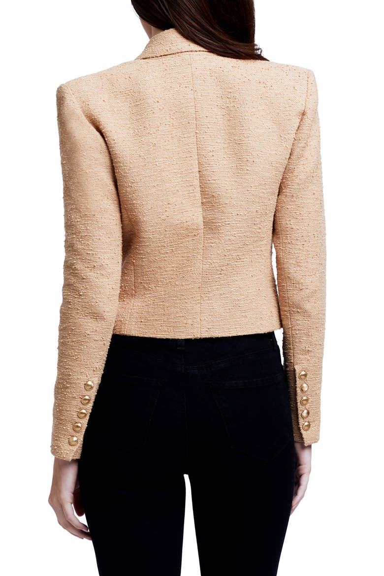 Inez Cotton Blend Crop Blazer, Alternate, color, ALMOND