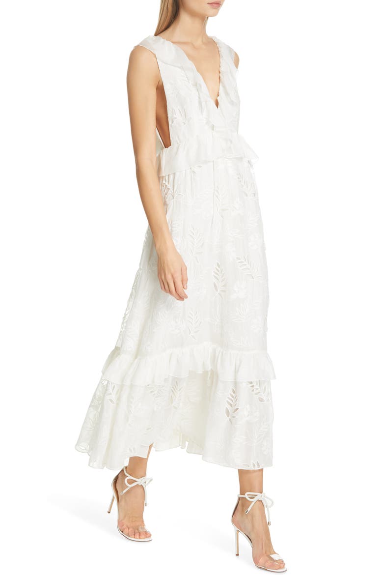Marilyn Eyelet Silk Dress, Alternate, color, WHITE