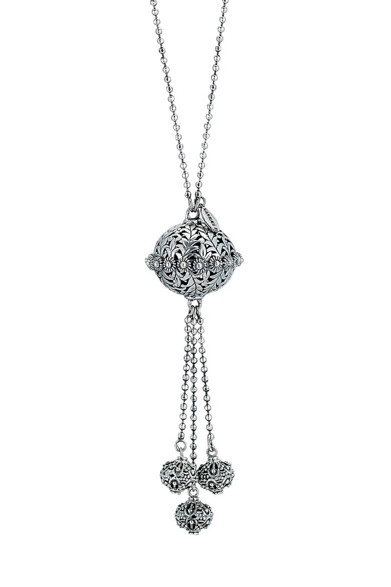 Filigree Tassel Y-Necklace, Main, color, SILVER