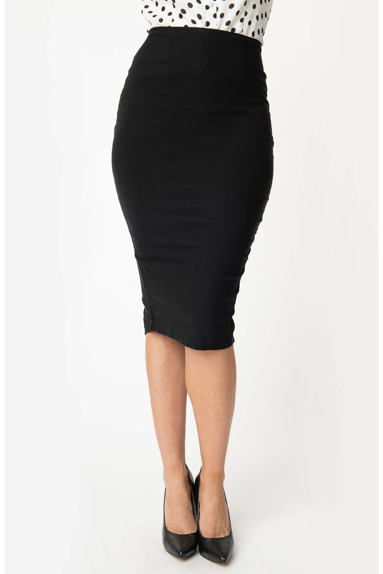 1950s High Waist Tracy Wiggle Skirt, Main, color, Black