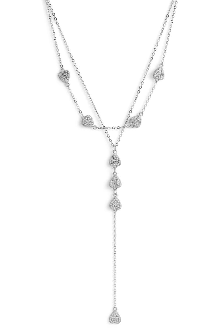 Pave Heart Lariat, Alternate, color, Silver