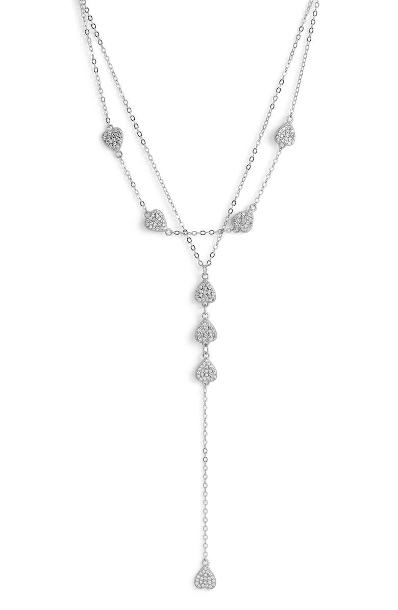 Mazin Jewels Pave Heart Lariat, Alternate, color, Silver