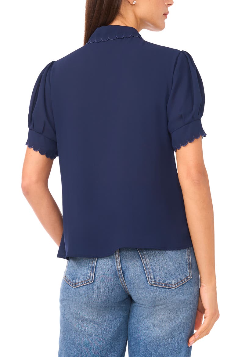 Scallop Short Sleeve Top, Alternate, color, CLASSIC NAVY