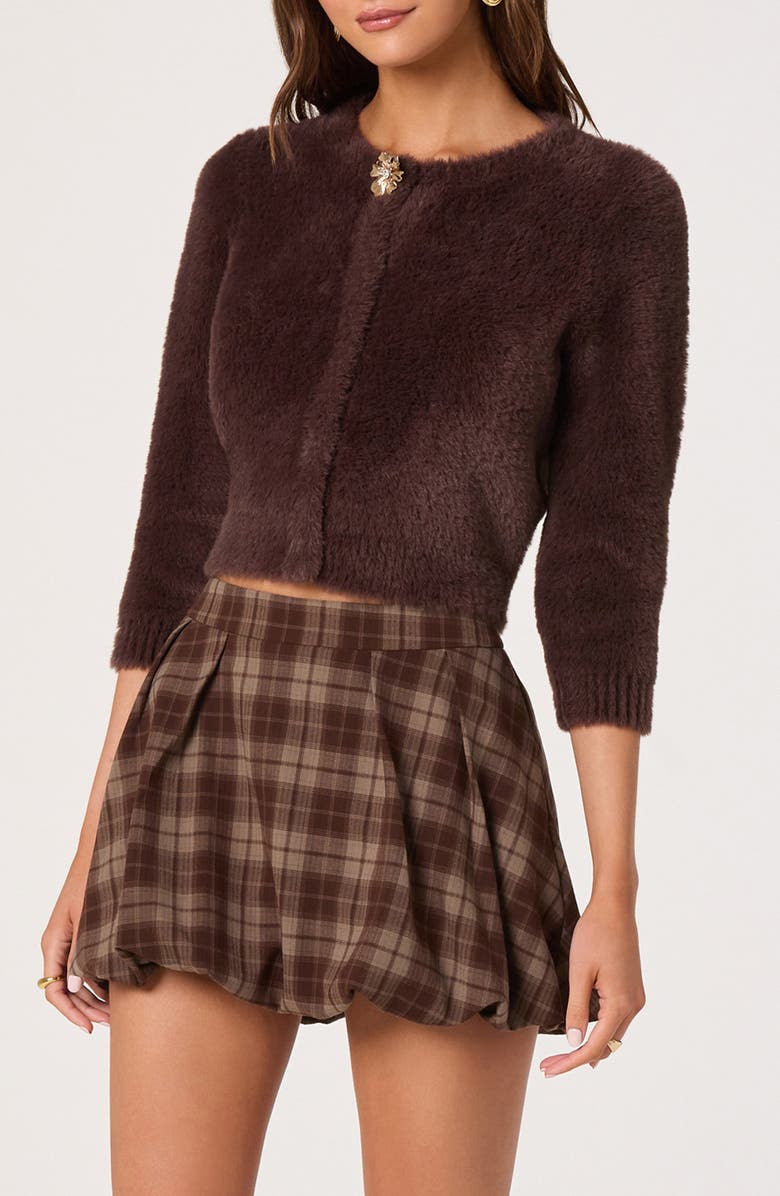 ASTR the Label Faux Fur Cardigan, Alternate, color, Brown