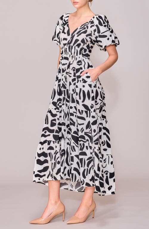 Melloday V-neck Bubble Sleeve Midi Dress